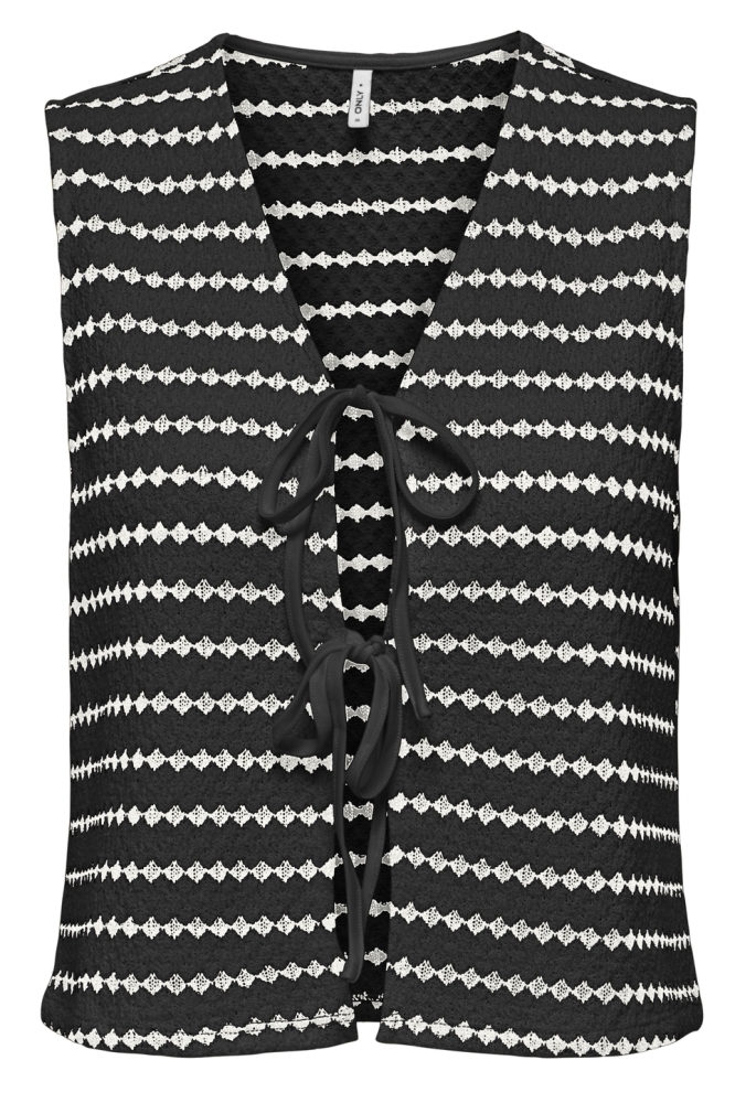 ONLEVA S/L SHORT STRIPE VEST JRS 15348624 BLACK/CLOUD DANCER